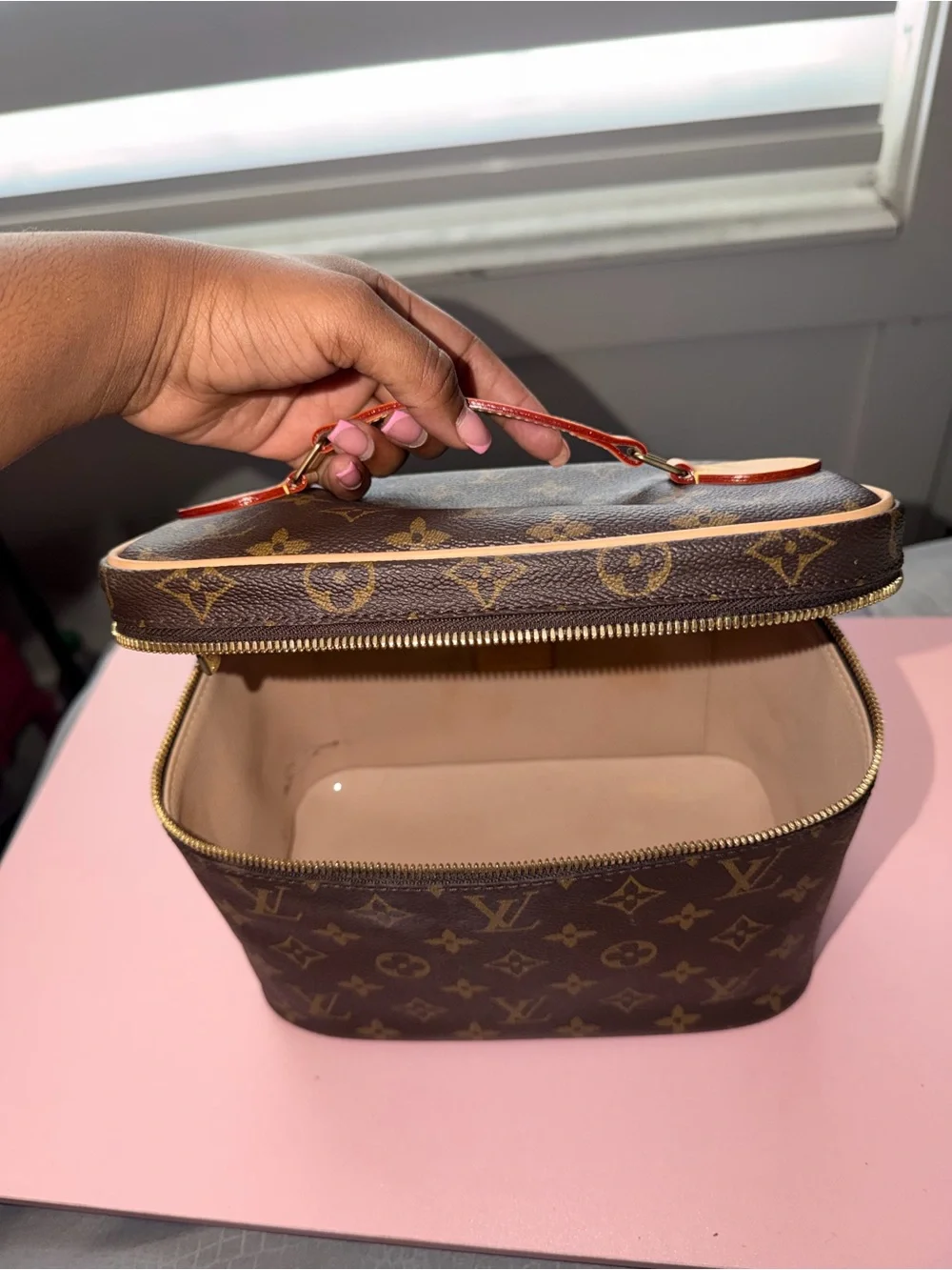 Louis Vuitton Monogram Cosmetic Case in Brown and Tan